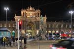 Main train station at night.