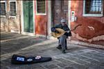 venetian musician playing harp-guitar