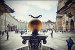 fountain at the entrance of old royal palace,prague